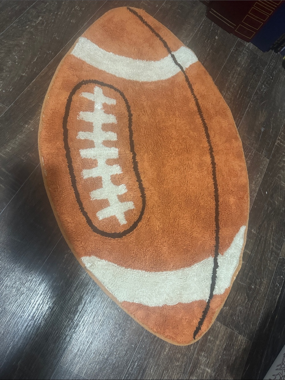 Plush Football-Shaped Accent Rug - Orange